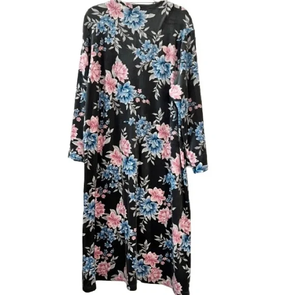 Miss Elaine Long Robe/Dress Full Length Zipper Side Pockets L - Picture 3 of 6